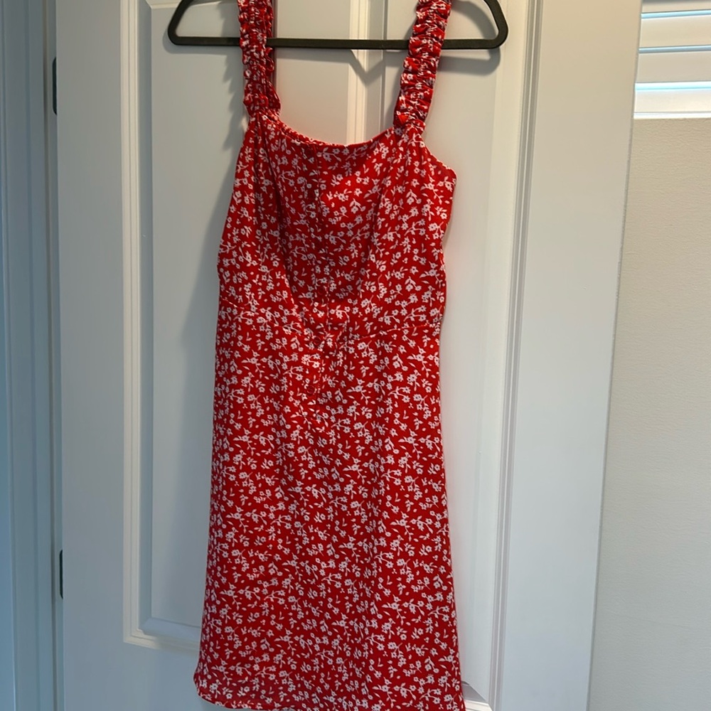 AQUA red and white flower sundress